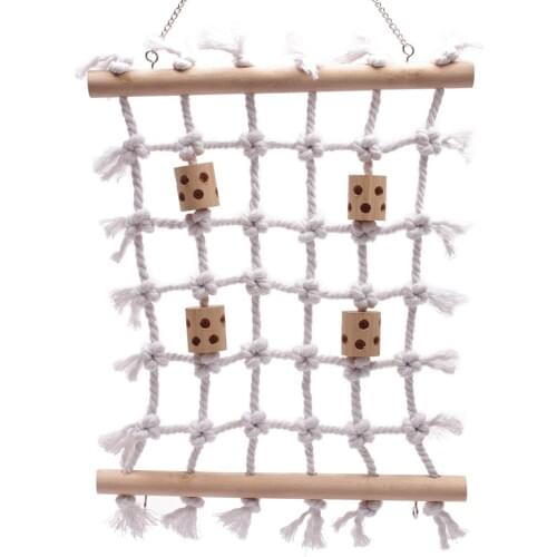 Parrot Climbing Net Cotton Rope Bird Cage Wood Toy Play Gym Hanging Swing Net Parrot Bird Hammock Decor for Budgies Parakeet
