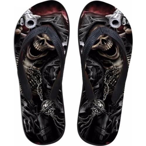 Customized Cool Skull Reaper Flip Flops Mens Summer Beach Rubber Soft Non-Slip Slippers Punk Hip Hop Sandlas for Men Boy Shoes