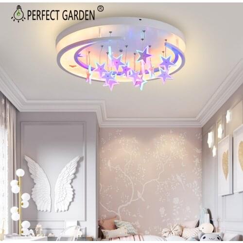 Led Ceiling Lights For kids rooms children Purple Clouds Stars Lustre lamp suspension luminaire For Living Room Bedroom