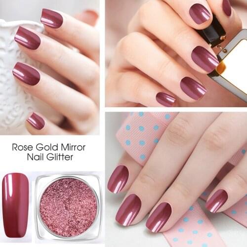 TKGOES Rose Gold Mirror Nail Glitter Powder Gel Polish Chrome Pigment Dust Shinning Glitters Manicure Nail Art Decorations