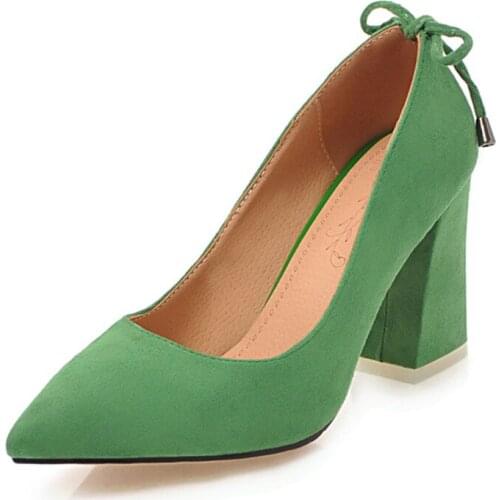Classic Women Heels Shoes Elegant Pumps Women Shoes Fashion Pink Green Heeled Shoes Woman Office Party Wedding Shoes Large Size