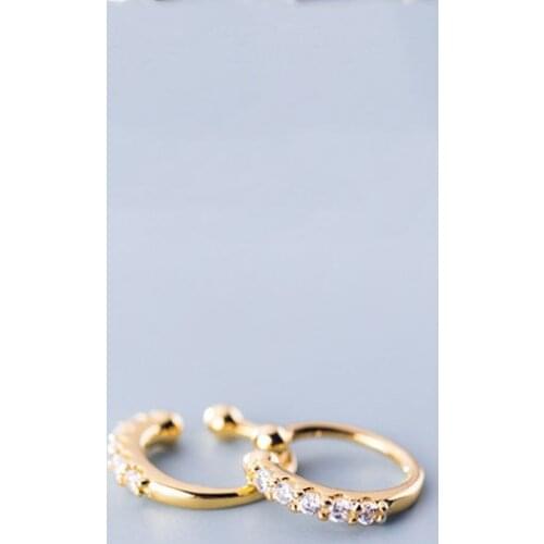 WTLTC Dainty Cubic Zirconia Ear Cuff Earrings For Women 925 Sterling Sliver No Piercing Earrings Small Tiny Clip On Earrings