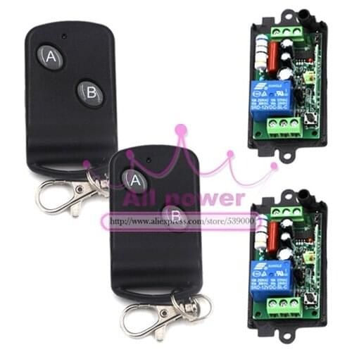 High Quality AC 110V 220V 10A 1CH Receiver 2 Buttons Remote Control 200M 315MHz Remote Control Light Switch