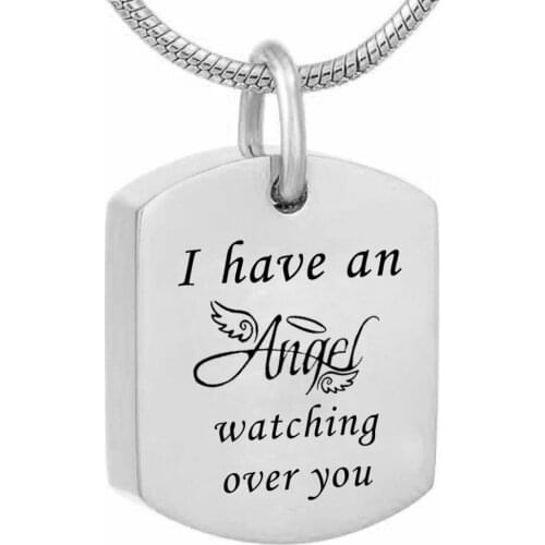 Cremation Jewelry I here an watching over you Angel Wing Cremation Ashes Urn Pendant with Personalized Engraving