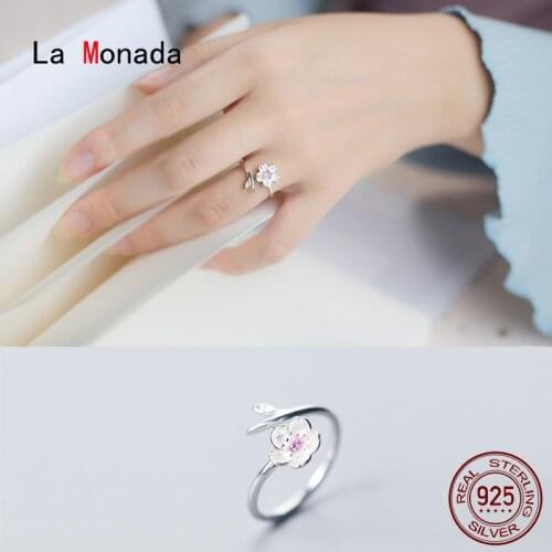 La Monada Cute Flower Resizable Women Ring 925 Sterling Silver Minimalist Rings For Women 925 Silver Fine Jewerly Rings Woman