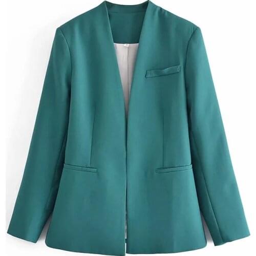Za 2021 Spring autumn women high quality OL Office casual coat Candy colors Suits jacket Long Sleeve Outerwear pocket Blazer