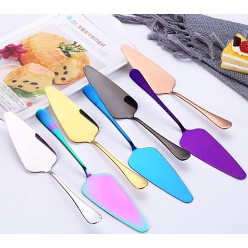 Colorful Stainless Steel Serrated Edge Cake Server Blade Cutter Pie Pizza Shovel Cake Spatula Baking Tool 1 Piece