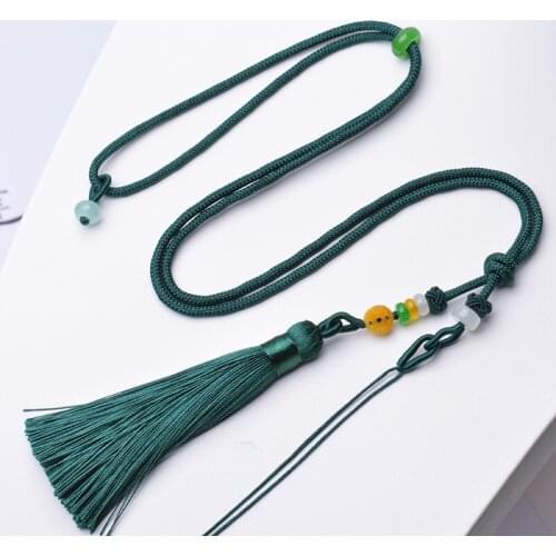1pc Handmade Rope Necklace Knot Jode Tassel Pendant Long Necklace DIY Jewelry Sweater Chain Accesories