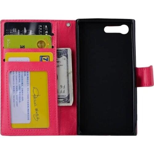 10pcs/lot free shipping Soft TPU + PU Leather Crazy Horse Wallet Case For Sony Xperia X Compact/XZ/Z5/Z5 MINI/E5/M5/XA Ultra C6