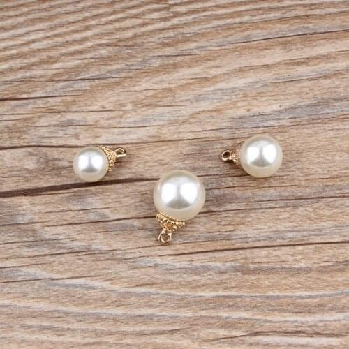 10PCS Fashion 6 -12MM Pearl Beads Charms KC Gold Crown Pendant For DIY Jewelry Making DIY Handwork Earrings Findings Accessories