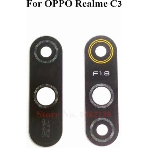 100pcs Original Rear Camera Lens For OPPO Realme C3 Back Camera Glass Lens Cover Camera outside Glass with stickers Reaplacement