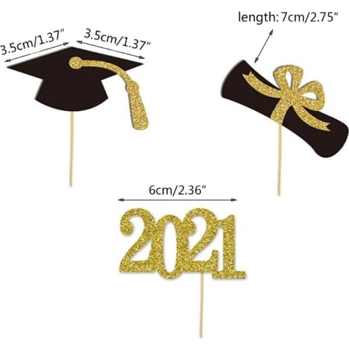 2021 Graduation Paper Cupcake Toppers, 48 PCS Food Appetizer Picks For Graduation Party Mini Cake Decorations, Grad Set P15F