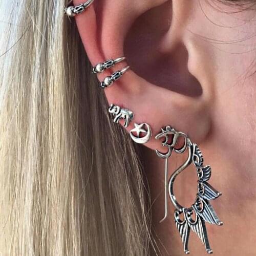 7pcs Bohemian Ear Cuff Steampunk Earring Set Antique Clip Earrings Women Cartilage Earings Orecchini Vintage Boho Jewelry