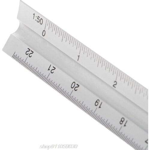 30cm Aluminium Metal Triangle Scale Architect Engineer Technical Ruler 12" F03 21 Dropshipping