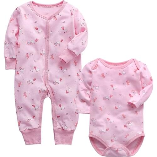 2Pcs/lot Baby bodysuit newborn boys girls clothing long sleeve 3 6 9 12 18 24 months toddler infant child kids clothes