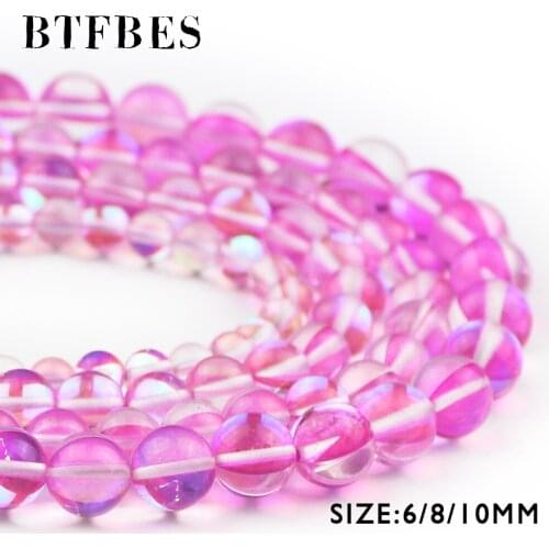BTFBES AAA Rose Labradorite Flash Stone Natural Synthetic Stone Beads 6 8 10mm Round Loose Beads For Jewelry Making Bracelet DIY