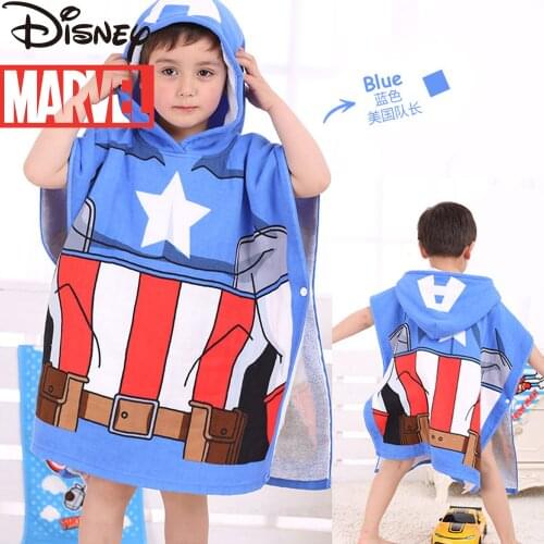 Disney Marvel Captain America Mickey Mouse Childrens Cloak Hooded Bath Towel Beach Towel Cotton Bathrobe