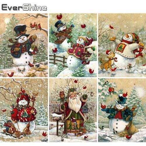 Evershine 5D DIY Diamond Painting Snowman Rhinestone Art Diamond Embroidery Cartoon Cross Stitch Christmas Home Decorations