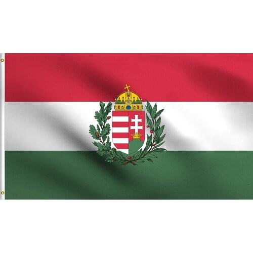 Hungary Hungarian Crest Coat of Arms Flag 3X5 Ft Foot 100% Polyester 100D Flag UV Resistant (3' X 5' Ft Foot)