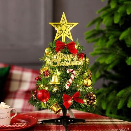 Artificial 30cm Tabletop Christmas Tree Mini Xmas Pine Tree With LED String Lights And Ornaments Christmas Decorations For Home