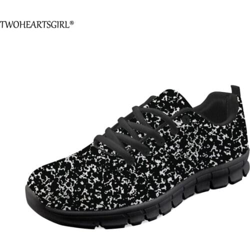 Twoheartsgirl Black Plus 35-45 Couple Shoes Casual Women Flats Fashion Breathable Women Mesh Sneakers Personalized Ladies Flats