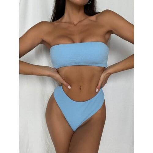Bikini Swimsuit Women New High Elastic Solid Color Backless Split Swimsuit Two-piece Set Bathing Suit 2 Piece Sets Womens