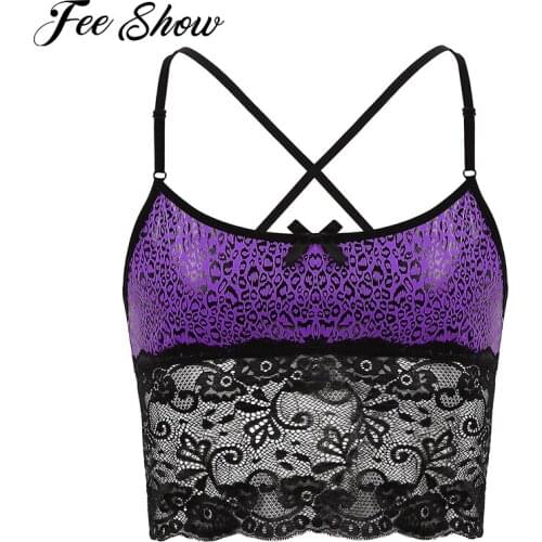 Mens Erotic Leopard Printed Exotic Tanks Adjustable Spaghetti Straps Cross Back Lace Camisole Vest Crop Tops Nightwear Sleepwear
