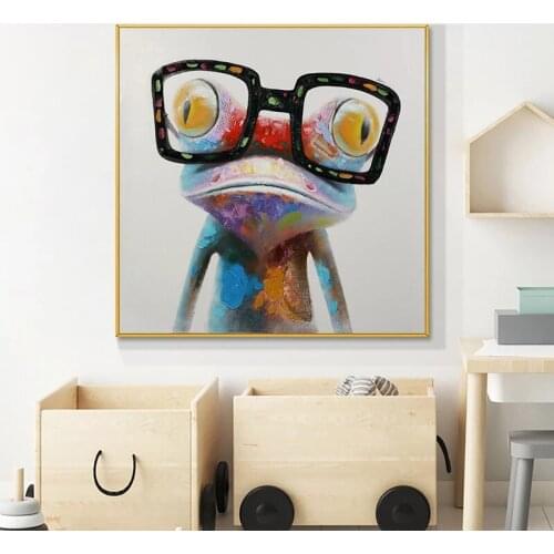 Cute Animal Chameleon with Glasses Canvas Painting Wall Art Nordic Posters and Prints Wall Pictures for Living Room Decoration