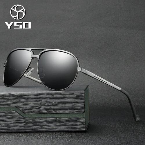 YSO Sunglasses Men Polarized UV400 Aluminium Magnesium Frame TAC Lens Sun Glasses Driving Glasses Pilot Accessories For Men 8548