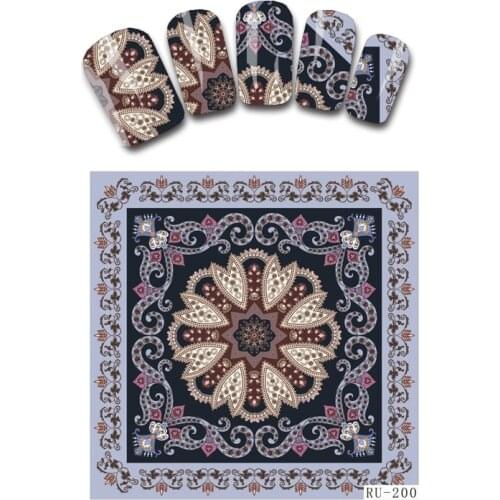 UPRETTEGO NAIL ART BEAUTY WATER DECAL SLIDER NAIL STICKER BLANKET ARABIC ORNAMENTS PATTERN RU200-205