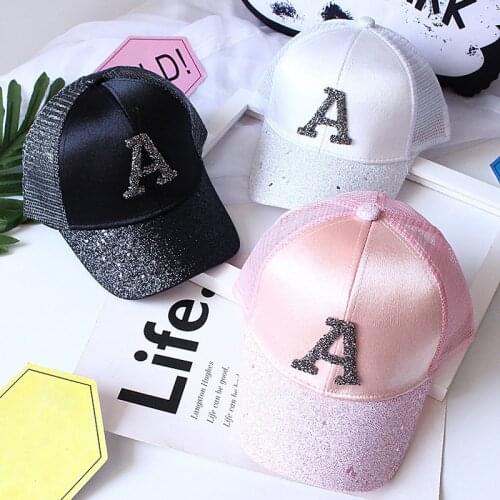 3-8 Years Children Baseball Cap Rhinestone Letter Baby Hat Kids Cap Summer Girls Mesh Sun Hats