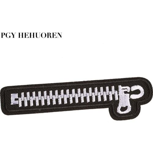 PGY Zipper pattern embroidery iron patch sewing embroidery applique jacket clothes sticker badge DIY clothing decoration