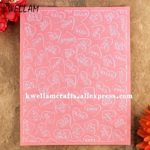YOU ROCK LOVE HUGS HELLO KISS Plastic Embossing Folder For Scrapbook DIY Album Card Tool Plastic Template 12.1x15.2cm KW8041407