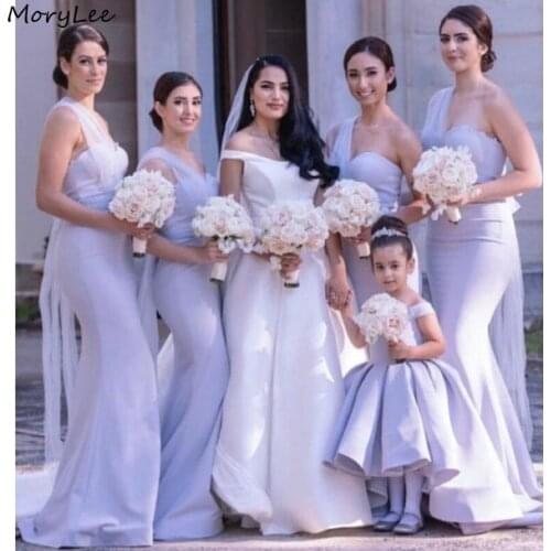 Bridesmaid Dresses Sweetheart Tulle One Shoulder Silk Satin Mermaid Bridesmaid Dresses Wedding Party Bridesmaid Gowns