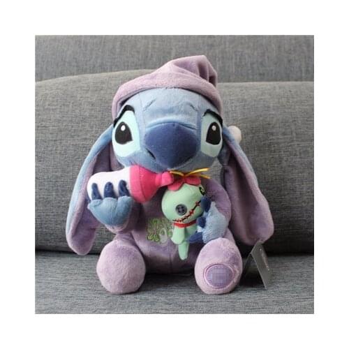 30cm Lilo Stitch Plush Toys Kawaii Stitch Holding Scrump Soft Stuffed Animal Dolls Toy For Children Kids Christmas Birthday Gift