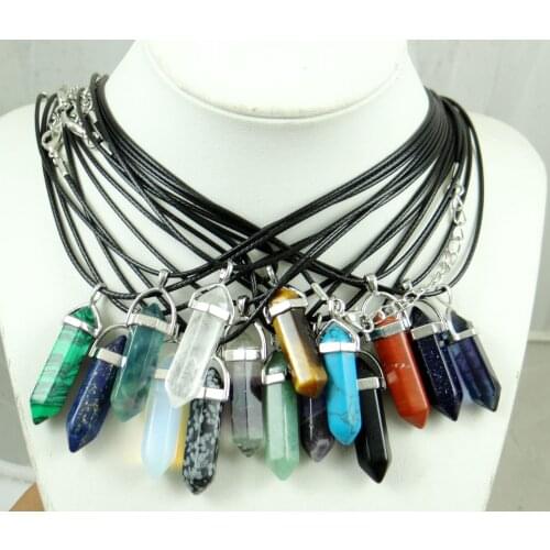 Natural stone Quartz crystal Turquoises aventurine tiger eye Hexagon pendant for diy jewelry making necklace Accessories 1pcs