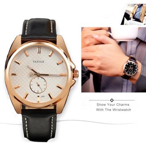 Reloj Yazole Mens Watches Top Brand Luxury Leather Waterproof Wrist Watch Analog Quartz Clock Fashion Watch Men Montre Homme New