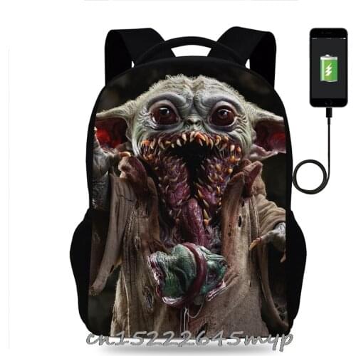 High Quality Mandalorian Baby Yoda USB Charging Knapsack Boys Girls School bag Childrens book bag Student Back To School Gift