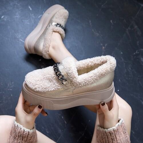 Sponge Cake Increased In 2021 Thick-Soled Snow Boots, Leather WomenS Shoes, Cotton Shoes, Winter Plus Velvet To Keep Warm