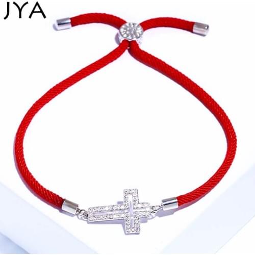 Lucky Bracelets for Women with Rhinestone Cross Charm Bracelet Handmade Red String Rope Bangles High Quality Jewelry
