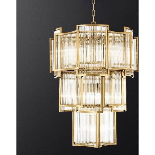 Modern neoclassical light luxury staircase lamps simple and creative villa duplex building hall large chandelier