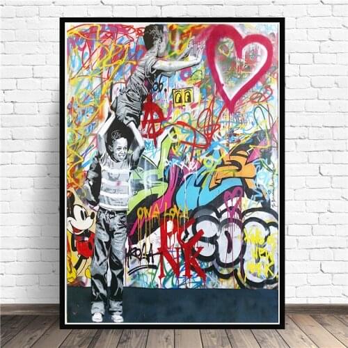 Modern Street Art Never Give Up Graffiti Art Canvas Paintings Wall Art Picture for Living Room Home Decor (No Frame)