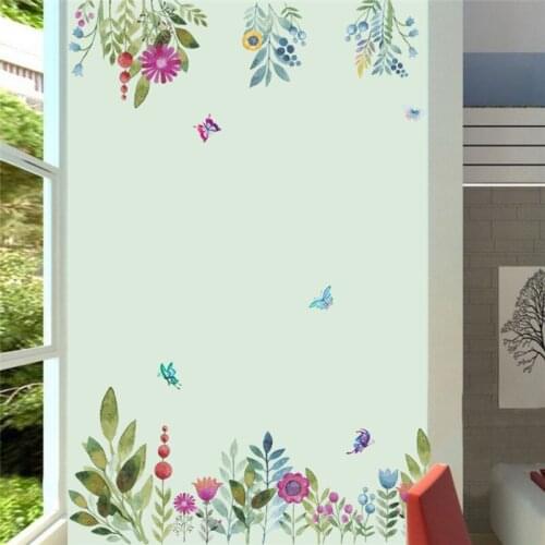 Style chinois encre peinture fleurs Stickers muraux décoration de la maison papier peint salon fond Mural Art stickers autocolla