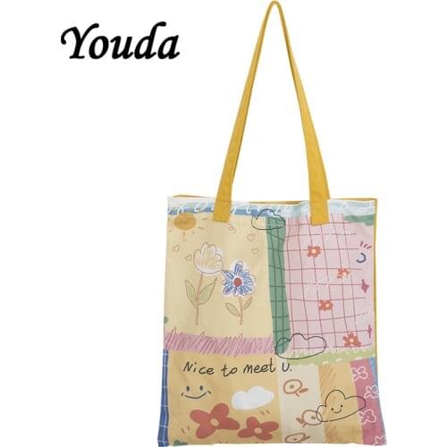 Cute Graffiti Shopping Bags For Women Schoolbags For Girls Small Cartoon Print Female Shoulder A Bag Womens Fashion Handbags