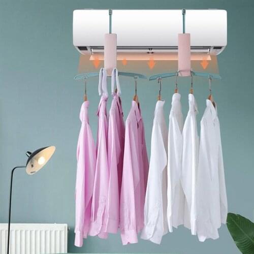 Air Conditioner Drying Rack Multifunctional Folding Telescopic Clothes Rod Air-Conditioning Stretch Punch-Free Drying Holder
