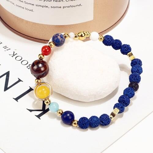 The universe, galaxy, solar system, eight planets and nine planets, bracelet guardian stars, stone beads