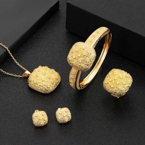 Zlxgirl jewelry Nigerian Mother Gold Pendant Earrings Bracelet Ring Set High-end Wedding Jewelry Set Dubai Gold necklace sets