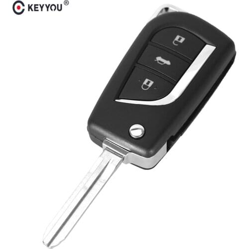 KEYYOU Replacement Folding Flip Remote Car Key Shell For Toyota Corolla RAV4 EX Blank New VIOS Case 3 Button TOY43/TOY48 Blade