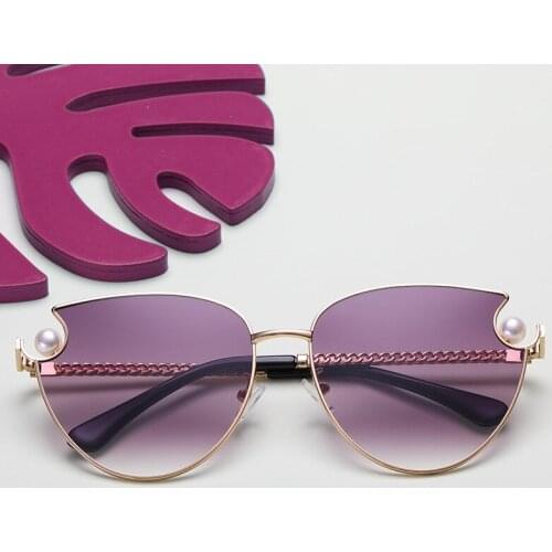 Made in China Women retro Sunglasses with pearls Custom cat eye sunglasses High Quality Gradient Retro Custom Shades AS120