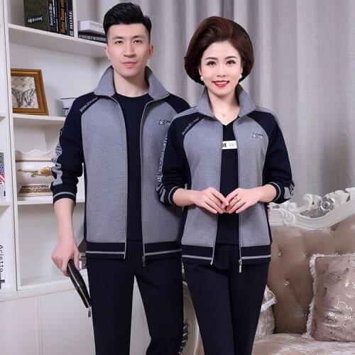 Cotton Women 3 Piece Set Autumn Winter Clothes 2021 Jacket Short Sleeve T-shirt Pants Jogging Suit Womens Sets Couple models